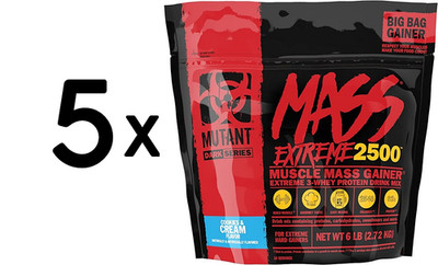 5 x Mutant Mutant Mass Extreme 2500, Cookies & Cream - 2720g (12,50 EUR/kg)