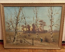 Dipinto Olio Su Tela Del Pittore Testa - Paesaggio