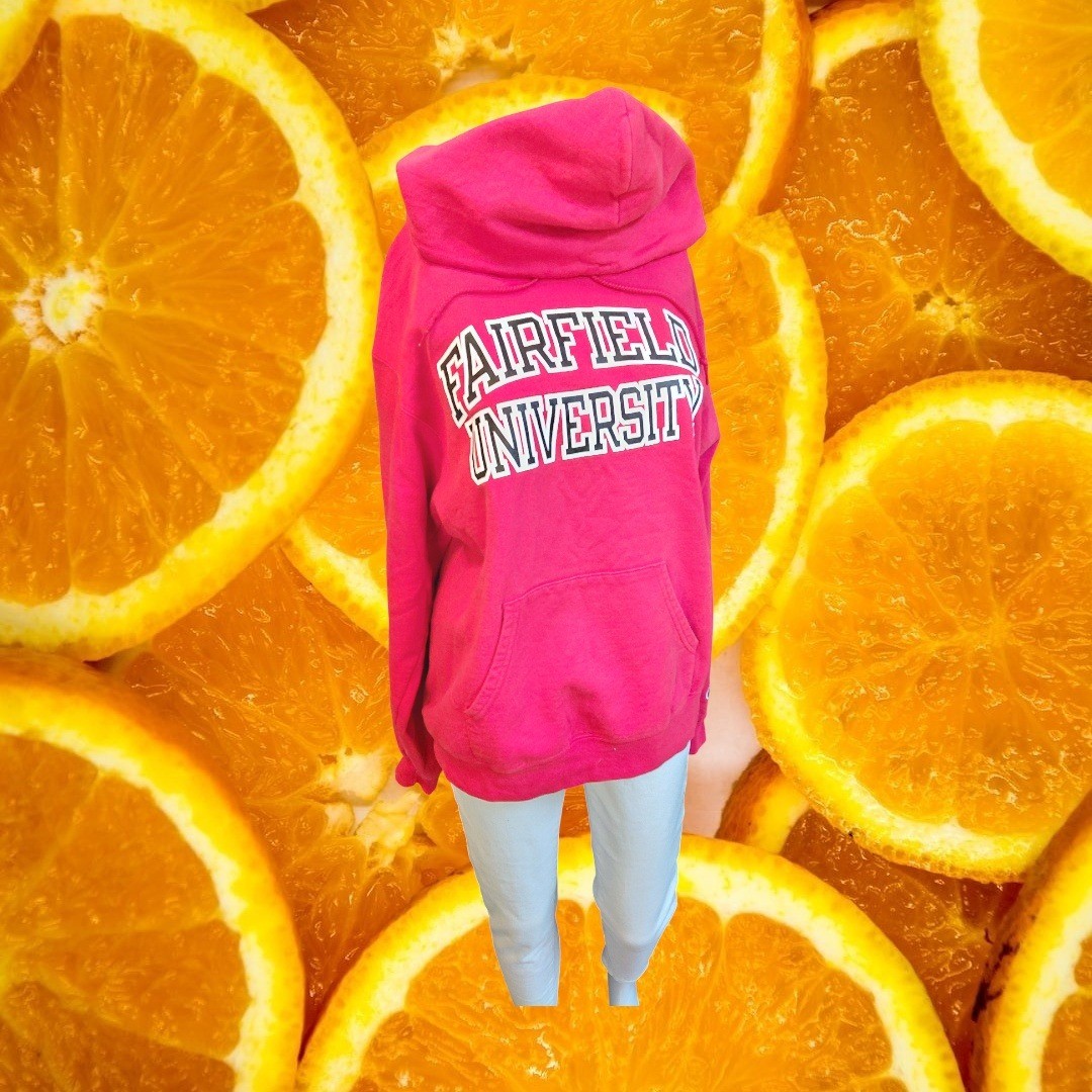 Champion Fairfield University Hoodie Pink Eco Fleece Pullover Mens Size M