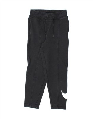NIKE Womens Graphic Tracksuit Trousers UK 6 XS Black Cotton BZ64