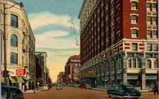 Sprague Avenue, Davenport Hotel, Spokane, Washington WA 1954 linen Postcard