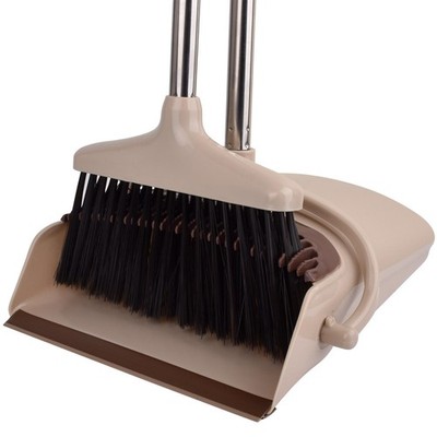 Upgraded Broom and Dustpan Set with Long Handle Standing Broom with Dustpan C...