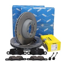 SEBRO Bremsscheiben + TEXTAR Beläge + Sensor für PORSCHE PANAMERA (970) hinten
