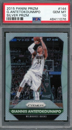 2015 Panini Prizm # 144 Giannis Antetokounmpo Silver PSA 10 Gem Mint Bucks 1076