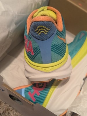 Hoka Clifton 9  men size 10 blue  Athletic Running Shoe with Teal & Yellow Hoka One One Clifton 9 Running Shoes Mens 9 US Blue Yellow  main image 3