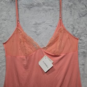 LA PERLA Premula Modal Babydoll Chemise With Sheer Lace Cups Peach Pink US L.