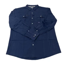 Poncho Outdoors Men's Regular Fit Pacifico Western Shirt  Navy L