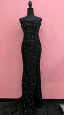 Fashion Nova Dahlia Sequin Sweetheart Strapless Gown Dress Medium Black