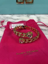 Kurt Geiger London Gold Plated Rainbow Pave Crystals Heart Hinge Bracelet -NWT