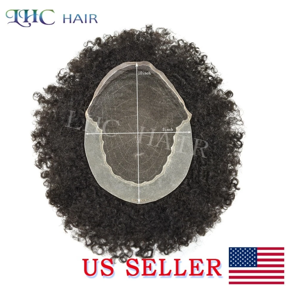 LYRICALHAIR Encaje Frontal Afro Toupee Para Hombres Negros Cabello Humano Unidades Pelo Suave Foto 3 de 4