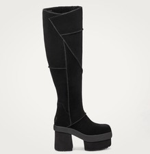 UGG New Heights Platform Xtra Tall Suede Boots -Black- 1157911 Women  s Size 9