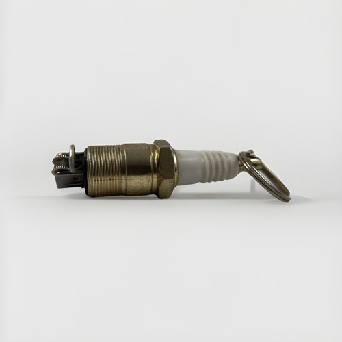 Vintage Spark Plug Mini Pocket Lighter Keychain Brass Auto Car Theme Tobacciana