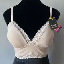 NWOT Maidenform Women  s Triangle Lace Trim Wireless Bralette Cream Size XL