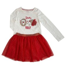 Isaac Mizrahi Girls Size 5/6 Stuck On You Red Tulle Skirt White Tshirt Set