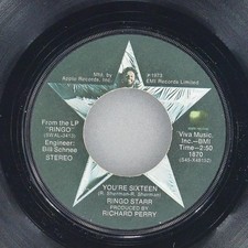RINGO STARR You'Re Sixteen APPLE 1870 VG 45rpm 7" 1973 Pop Rock