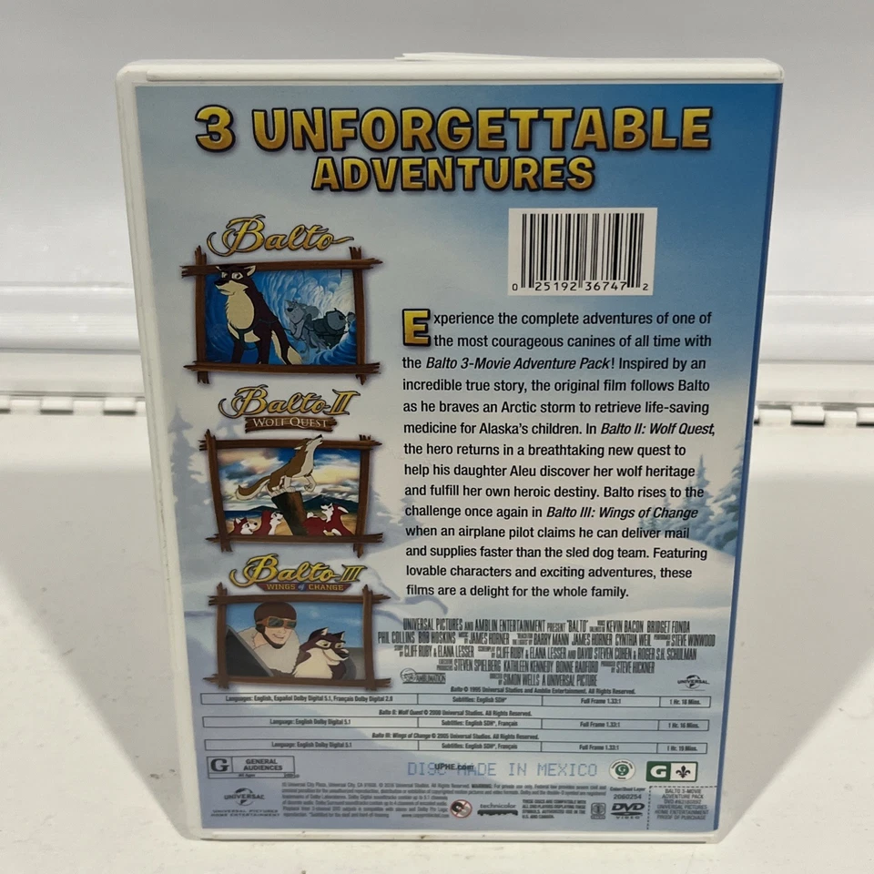 Balto + II Wolf Quest + III Wings Of Change DVD | 3-Movie Adventure Pack - Image 2 of 4