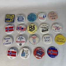 Lot 19 VTG Pins/Buttons Norwegian Festival -Uff-Da