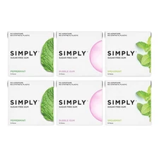 SIMPLY Gum | Dental | Xylitol Chewing Gum- Sugar 15 Count (Pack of 6) 