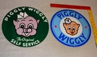 VINTAGE LLOT OF 2 PIGGLY WIGGLY 🐖PIG GROCERY STORE 11 3/4" PORCELAIN METAL SIGN