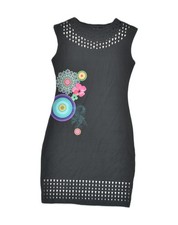 DESIGUAL abito tubino donna grafico UK 10 piccolo nero floreale AK03