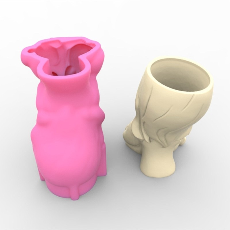 DIY Silicone Girl Rabbit Flower Pot Storage Box Mold for Succulent ...