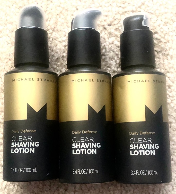 THREE BOTTLES OF MICHAEL STRAHAN DAILY DEFENSE CLEAR SHAVING LOTION 3.4 OZ.  NEW