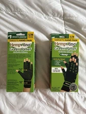Hempvana Green Relief Arthritis Gloves S/M Comfort Strap Compression Joint Care
