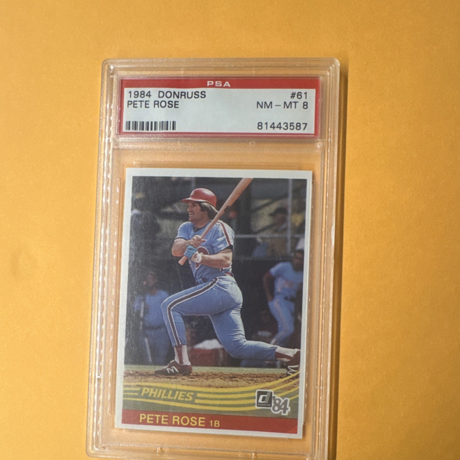 Donruss 1984 Pete Rose #61 PSA 8 Philadelphia Phillies Baseball Card