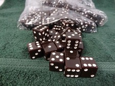 Lot of 100 Black Dice White Dots 16mm D6 Square Game Casino Heavy Plastic NEW