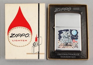 Accendino vintage 1969 ZIPPO Space NASA Moon Landing APOLLO 11 con scatola originale