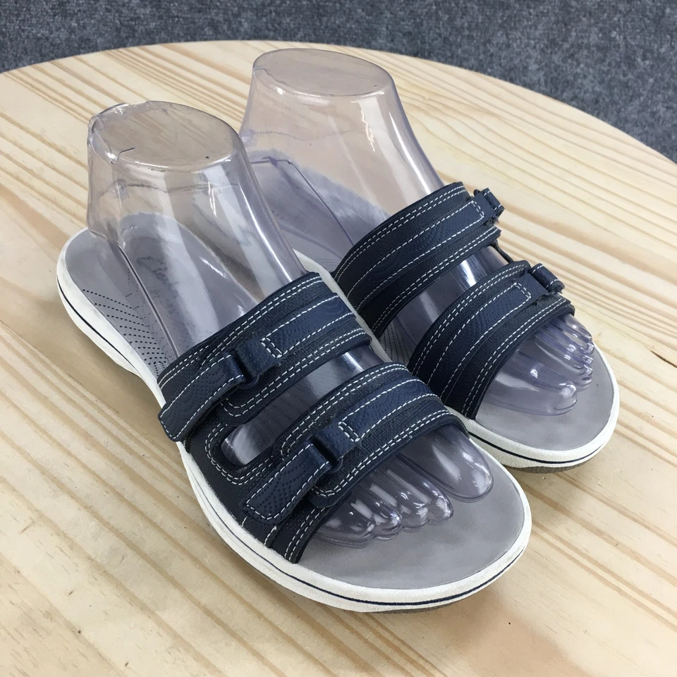 Sandalias Clarks para mujer 7 M azul brisa gaitero deslizables imitación cuero informales 26171353 Foto 3 de 4