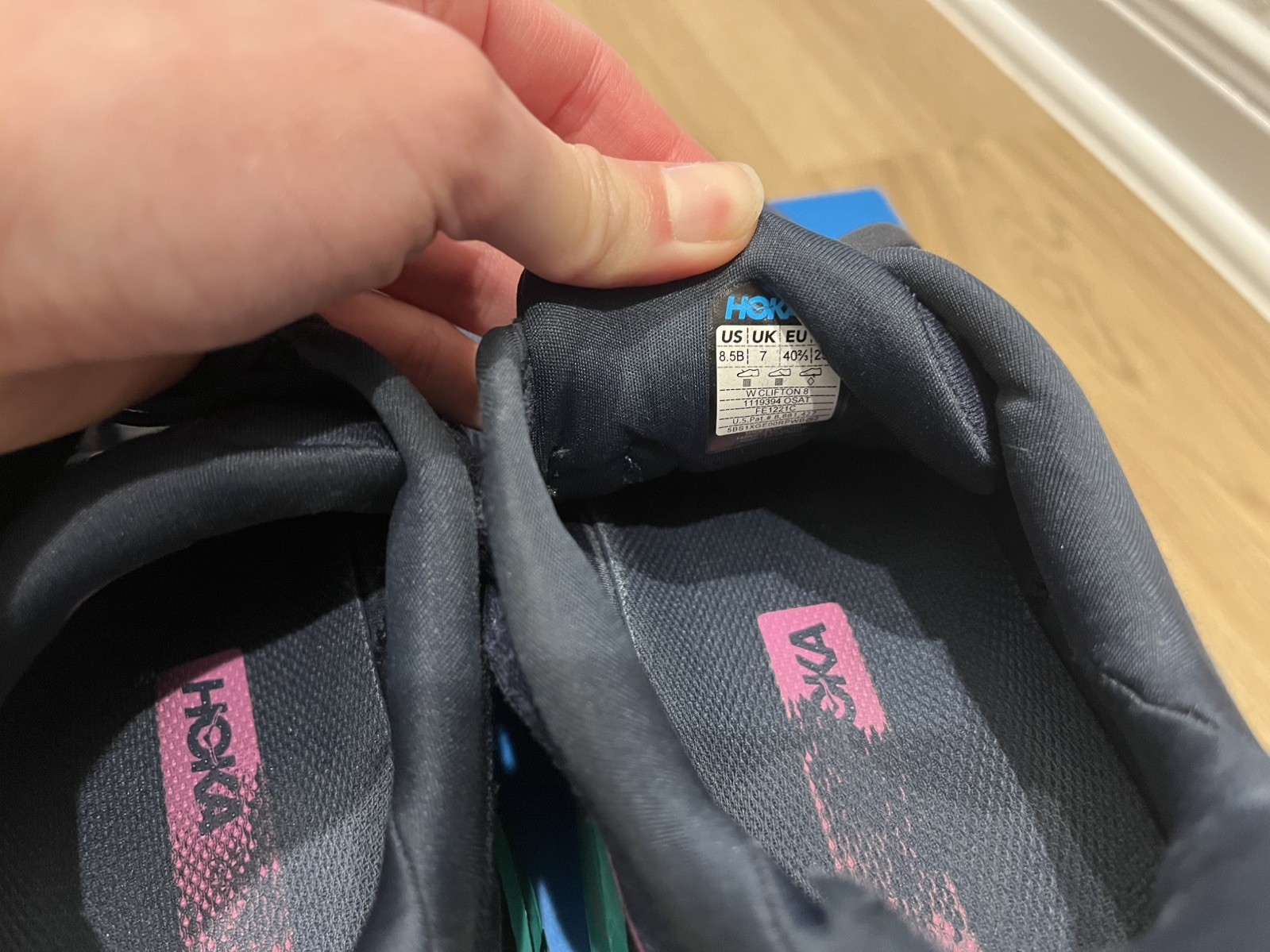 Hoka One One Clifton 8 Shoes Women Size 8.5 B Blue Green Running Sneakers thumbnail 2