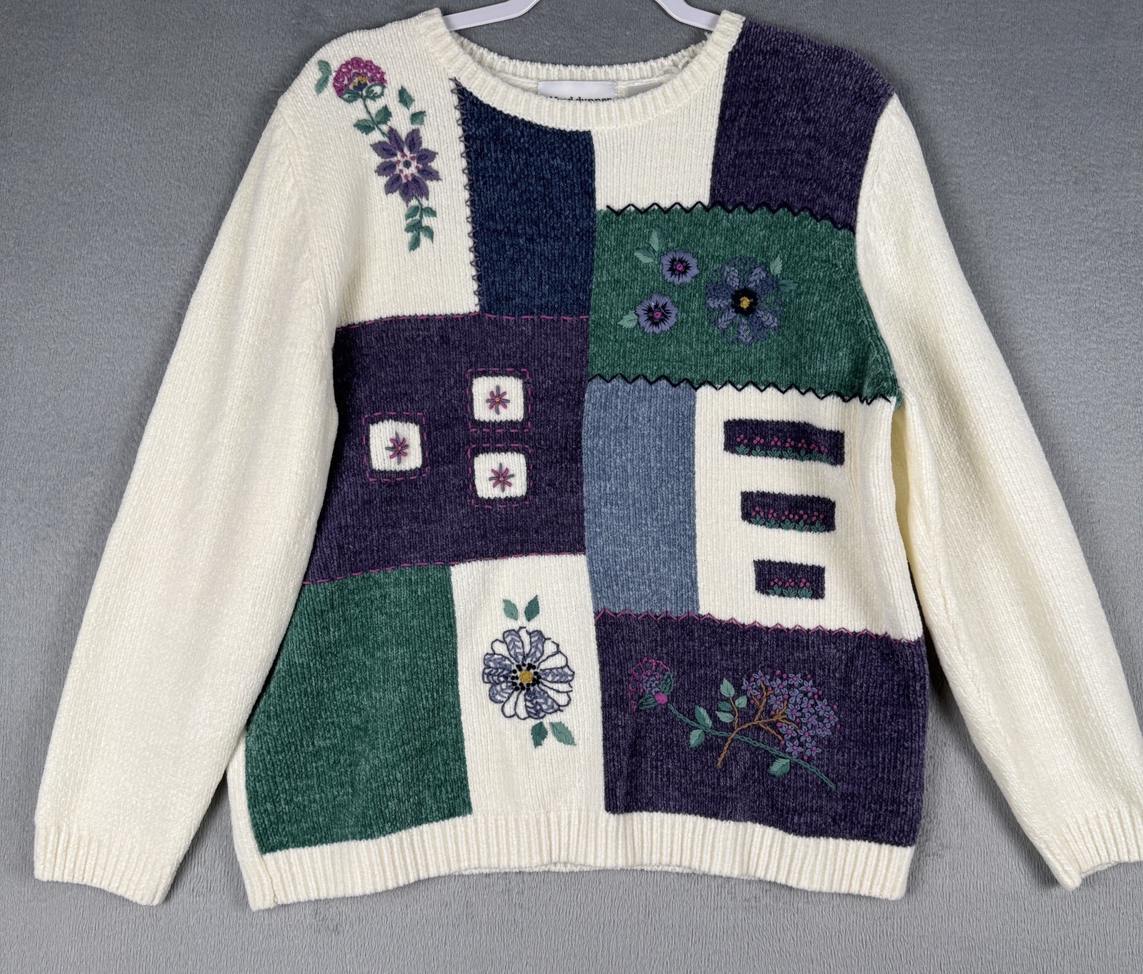 Alfred Dunner Cream Patchwork Medium Embroidered … - image 1