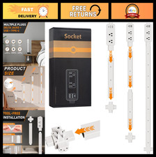 Outlet Extender with 2 USB-A, USB-C  2 AC Outlets, Adjustable 6"-35", 360  Acce