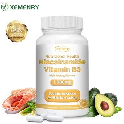XEMENRY Niacinamide Vitamin B3 1000mg - Anti-aging, Reduce Wrinkles, Energy Metabolism