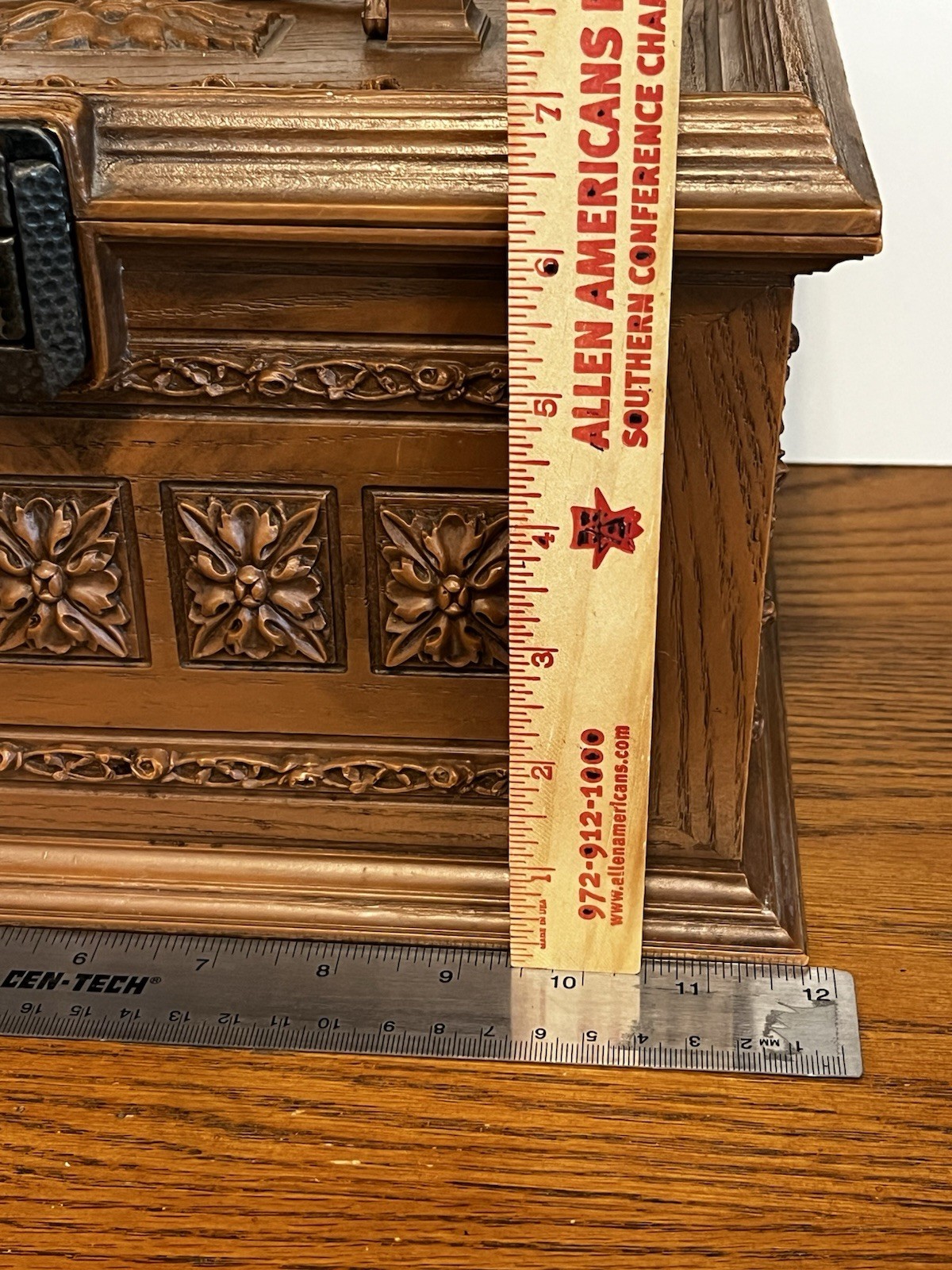 VTG Max Klein Sewing Chest Box w Tray 1980's Brown Woodgrain Hard Plastic