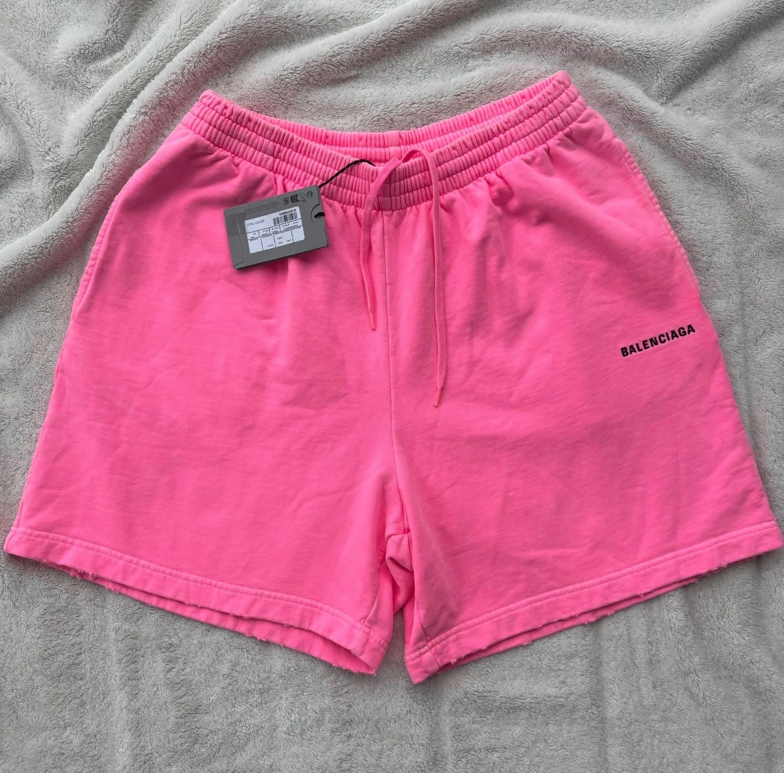 Balenciaga — Balenciaga Pink & Black Logo Sweat Shorts - XS - $850 - New - Authentic