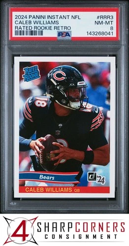 2024 PANINI INSTANT NFL RATED ROOKIE RETRO CALEB WILLIAMS RC #/890 POP 3 PSA 8