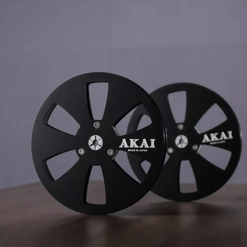 One Pair Akai Metal Aluminum 7'' Black Tape Reel For GX-747 635D Tape Recorder-