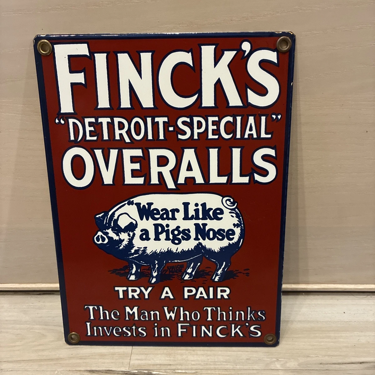 FINCK'S OVERALLS 90s リプロダクト ビンテージ サイン 看板 90s FINCK'S OVERALLS リプロダクト ビンテージ サイン 看板