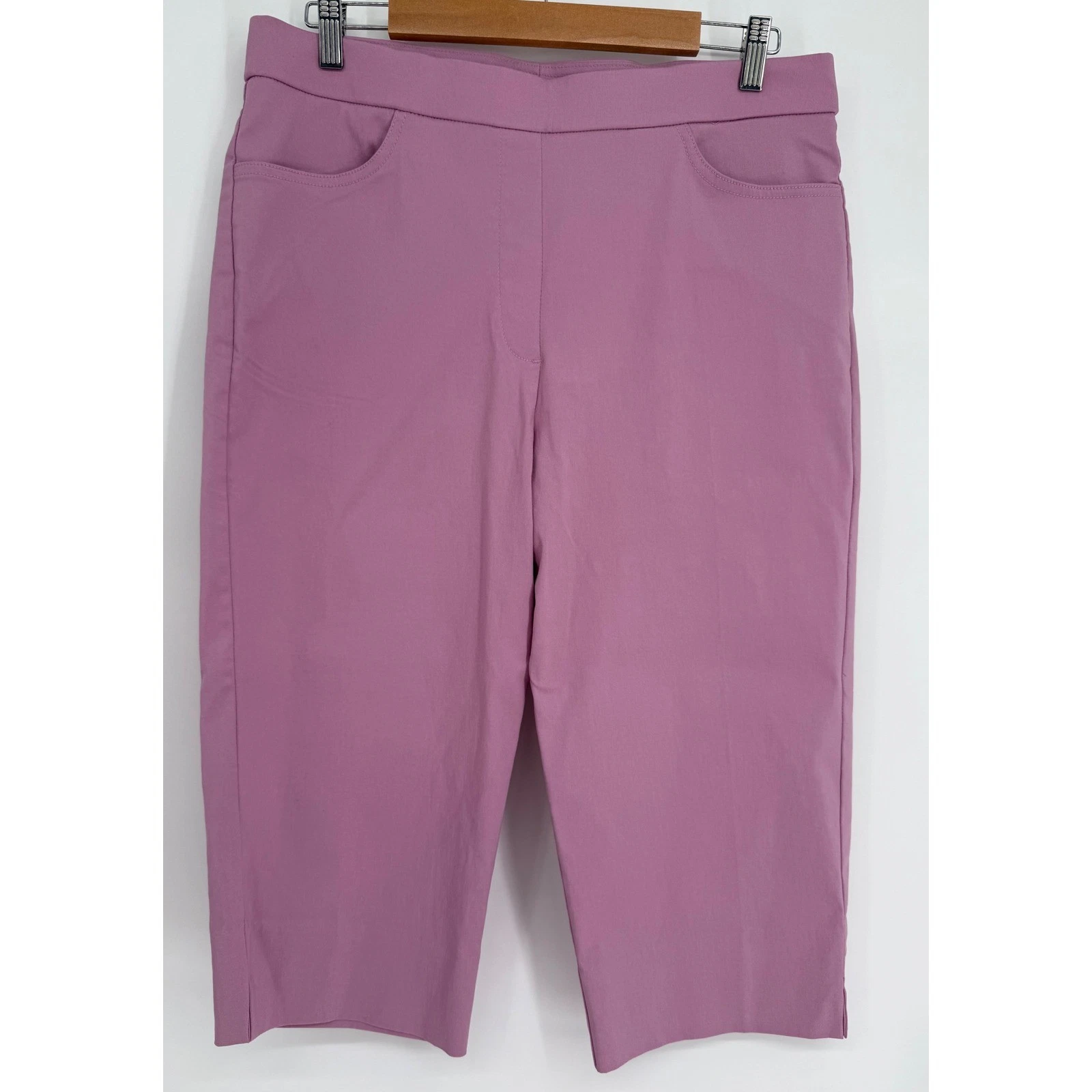 Alfred Dunner Womens Mauve Purple Pull On Capri Pants Cropped Trousers Sz 12