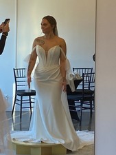 a line wedding dress ebay Boho A-Line Wedding Dresses Lace Appliques Spaghetti Straps V-Neck Bridal Gowns