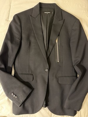 DSquared  Blazer Suit Jacket 40 US 50 IT Black (ZIPPER IN FRONT) RARE!
