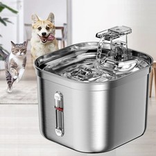 Stainless Steel Cat Water Fountain 2.2L Pet Drinking Fountain Dispenser for Cats