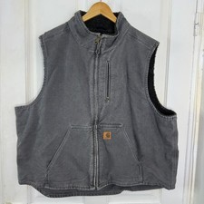 Carhartt Vest Mens XXL Sherpa Lined Canvas Duck Work Zip Gray V33GVL VTG