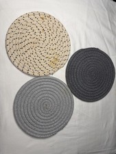 Lot 3 Vintage Braided Trivets Hot Pads Primit...