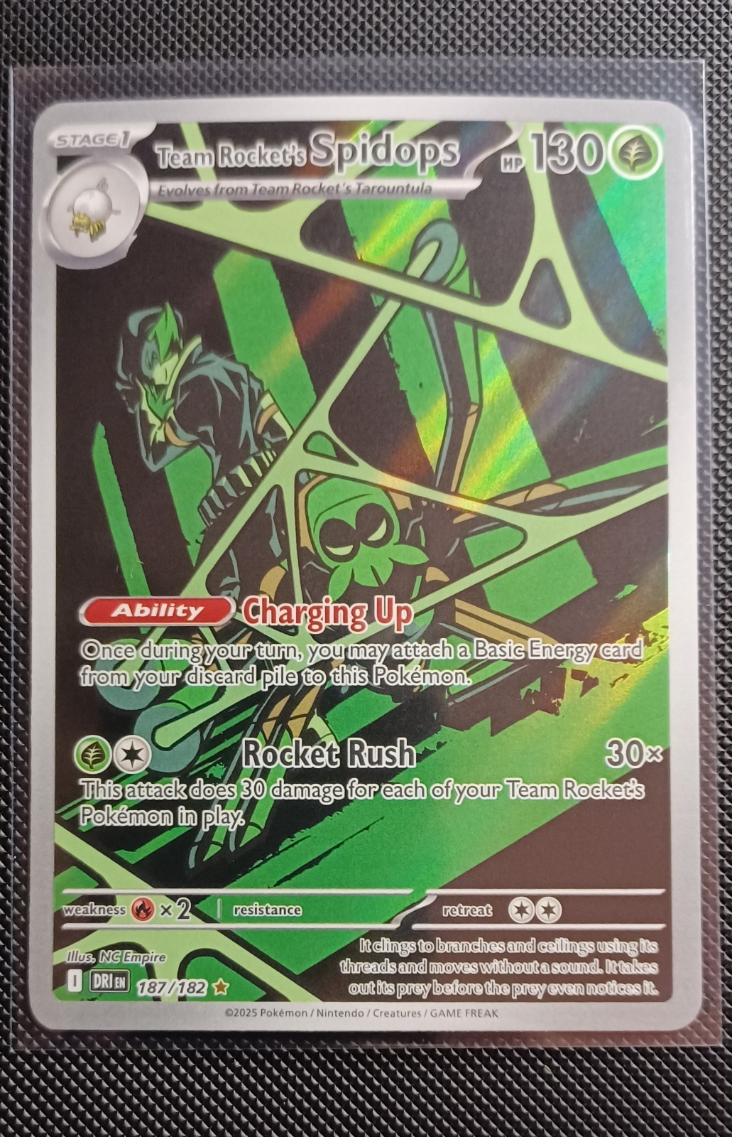 Pokémon TCG Team Rockets Spidops Card 187/182 Destined Rivals