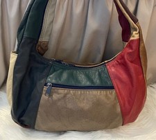 Vintage Patchwork Leather Hobo Slouch Shoulder Bag Mexico Y2K Boho 90s Hippie