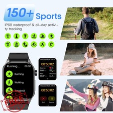 hellibito Smartwatch Blue Men Women Health Monitor Temp BP