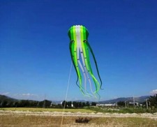3D eyes 15m green 1 Line Stunt Parafoil Octopus POWER Sport Kite outdoor toy